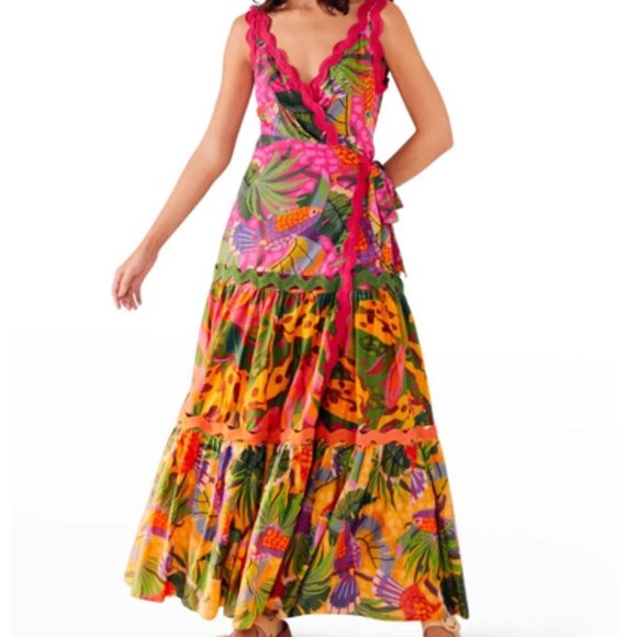 Farm Rio Painted Toucans Maxi Dress Tropical - Picture 1 of 13